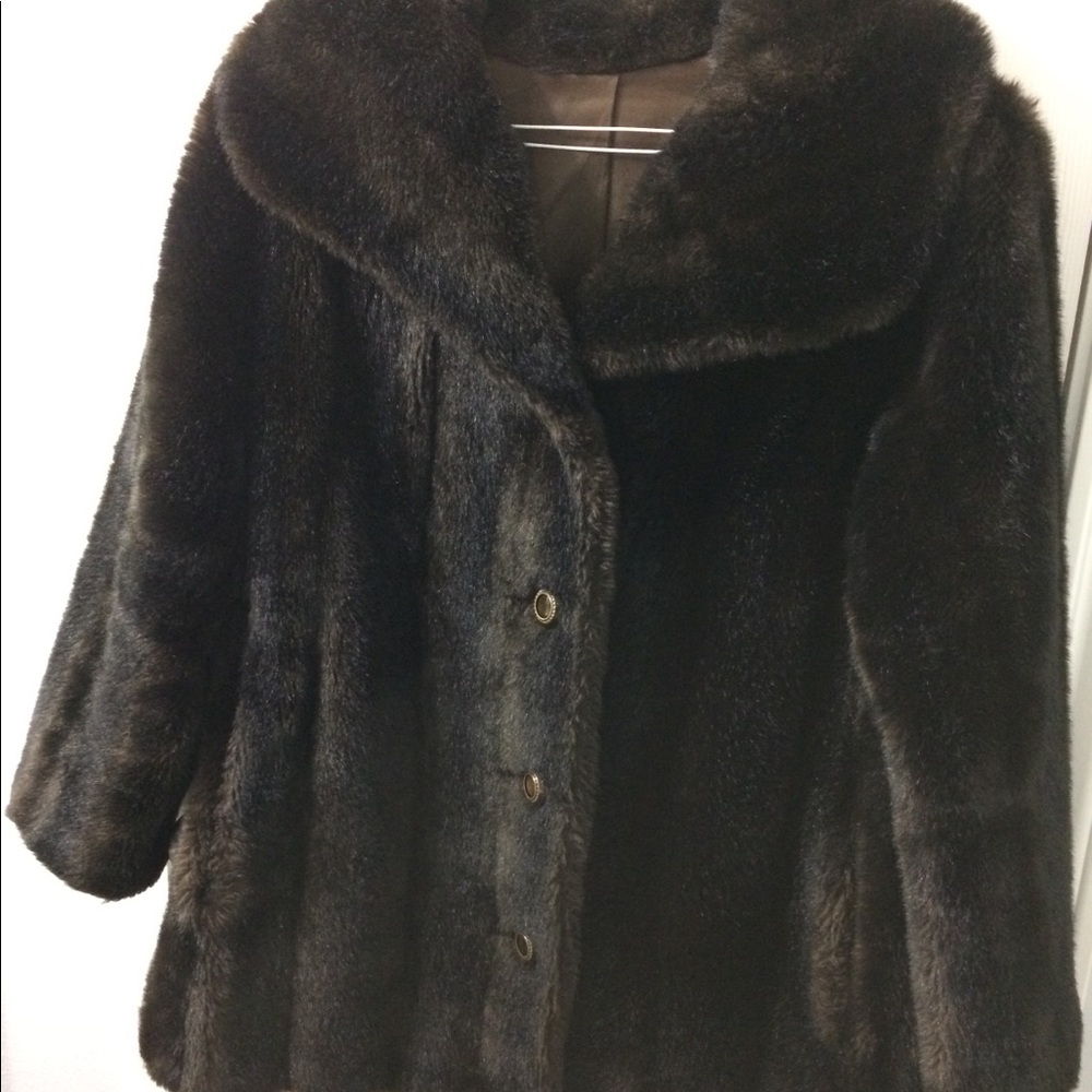 Fake Fur Coat in Chocolate bronze brown